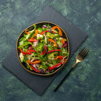 Balanced, nutritious Indian-style plate with colourful vegetables and grains